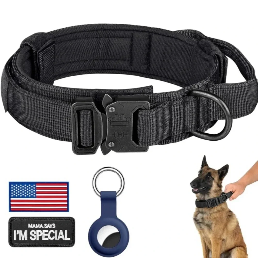 Tactical Dog Collar, Adjustable Military Training Nylon Dog Collar size S